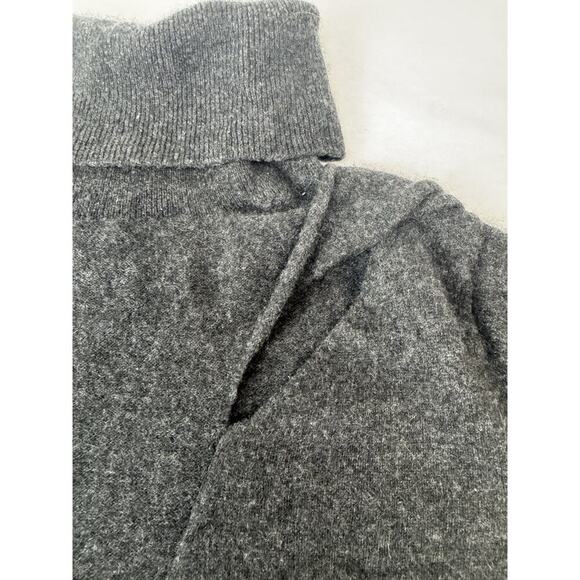 Lusso Cashmere Sweater Womens Medium Gray Pullover Turtleneck Rib Cut Out Twist - Picture 2 of 9